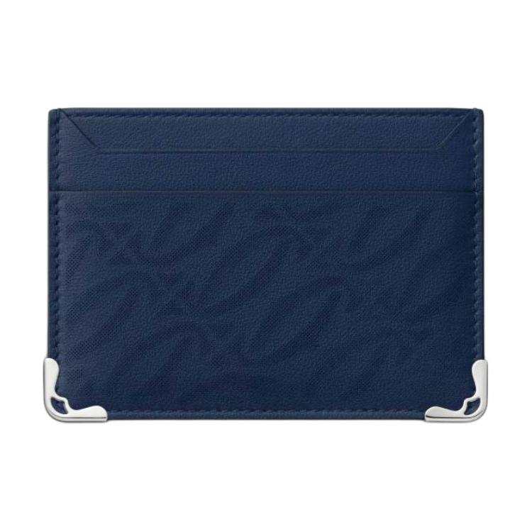CARTIER Must De Cartier Calfskin Card Holder Men's Marine Blue