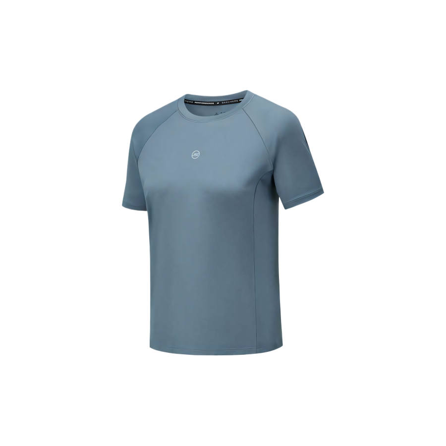 Skechers GODRI Raglan Sleeve T Shirt Women's Navy Blue Gray 027C