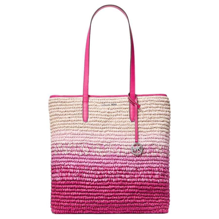 MICHAEL KORS Straw Woven Tote Bag, Shopping Bag, One Shoulder Handbag Large Women's Dragon Fruit