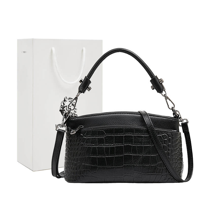 LAORENTOU Top Grain Cow Leather Crossbody Bags Regular Women's Gray/Black