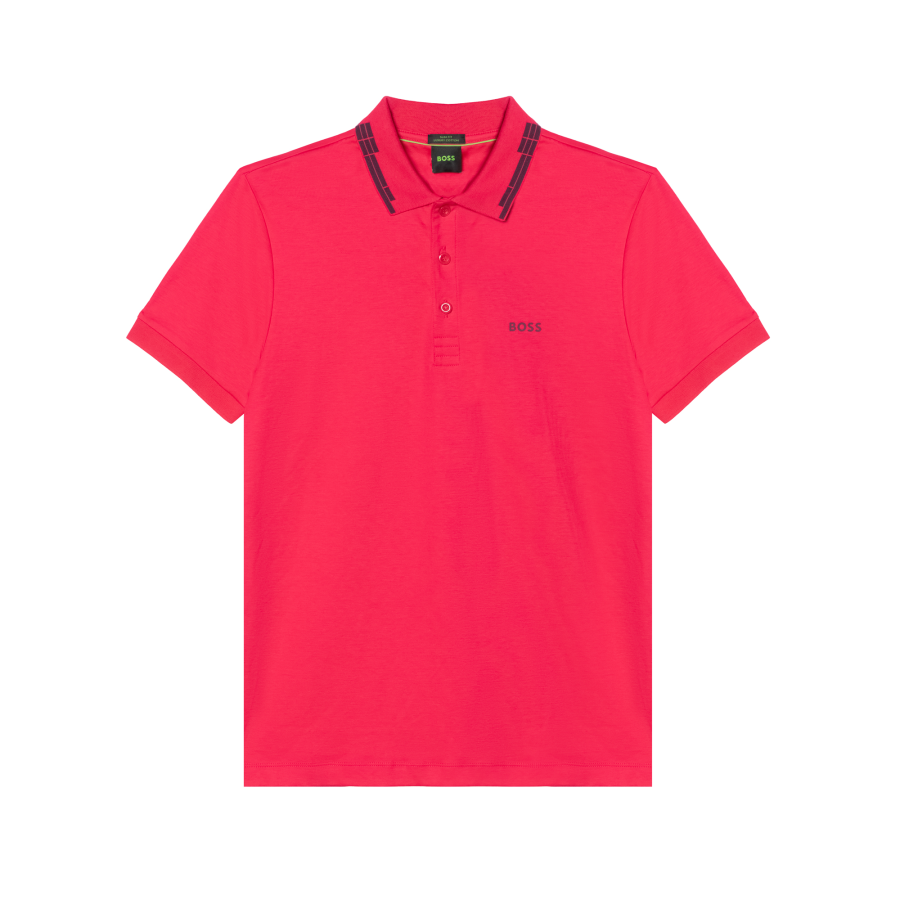 HUGO BOSS T Shirts Men's Red Polo Collar Moderate Straight Fit