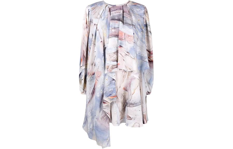 Alexander McQueen Long Sleeved Dresses Women's Multicolor Crew Neck Moderate Short