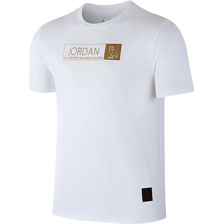 Jordan Jordan OVO T Shirts Men's White Crew Neck Moderate Straight Fit