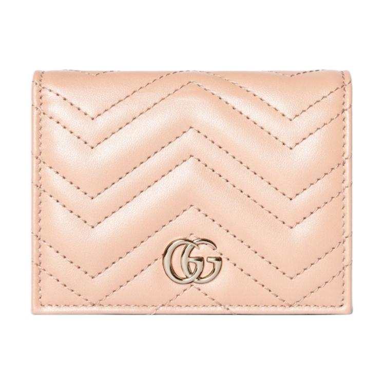 GUCCI GG Marmont Leather Wallet Mini Women's Light Pink