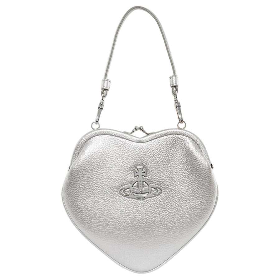 Vivienne Westwood Recycled Polyurethane Heart Shaped Bag Wallet Shoulder Bag, Crossbody Bag, Handbag Women's Silver