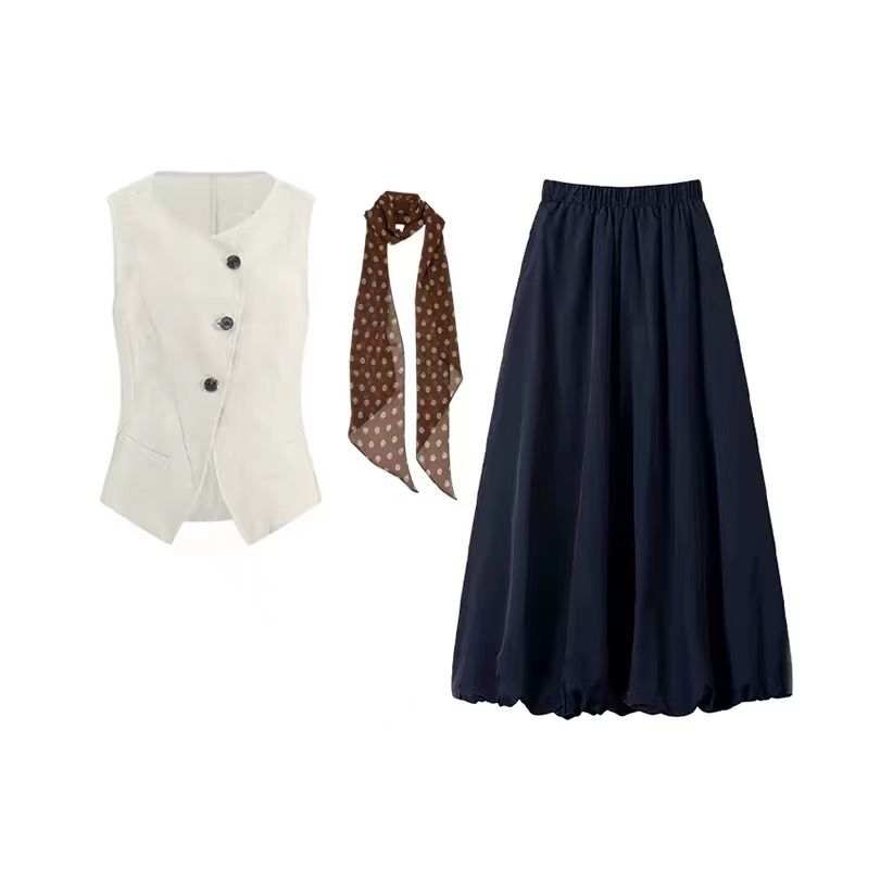 PAVLISOVA Two Piece Skirt Sets Women's V Neck Moderate Long