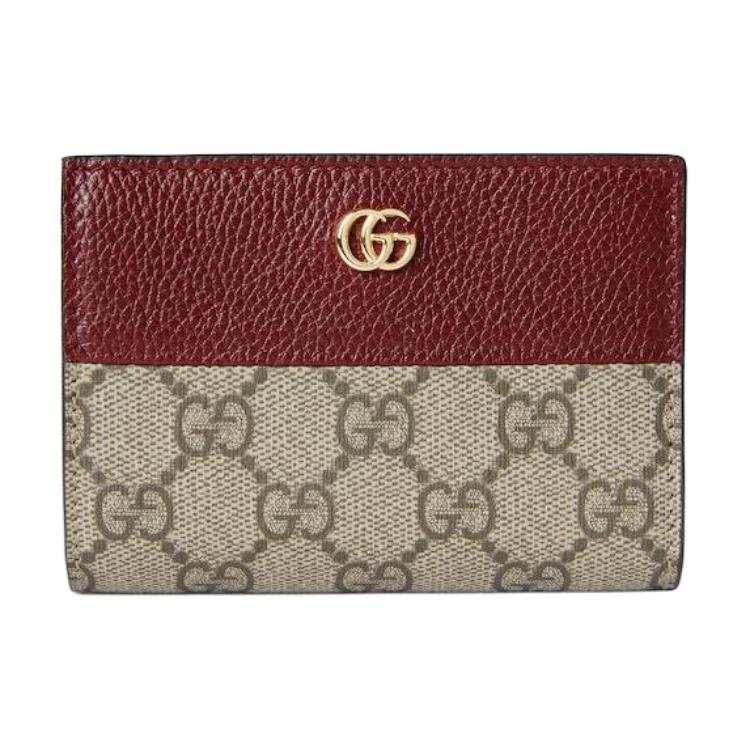 GUCCI GG Marmont Leather Wallet Medium Women's Beige Red