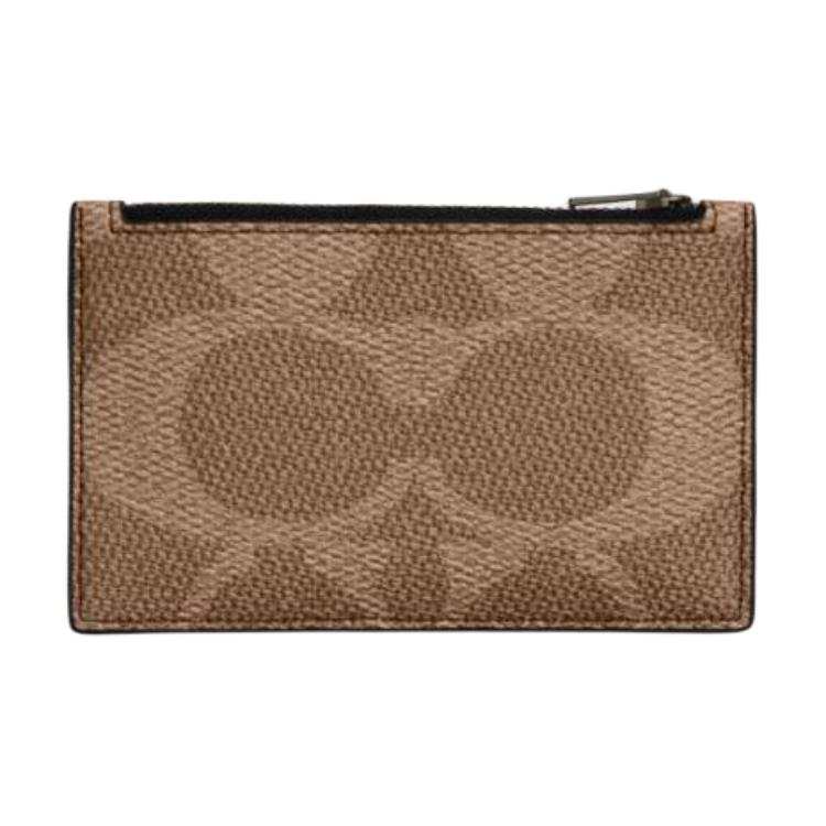 COACH COACH Card Case Artificial Leather, Coated Canvas Card Holder Regular Unisex Tan