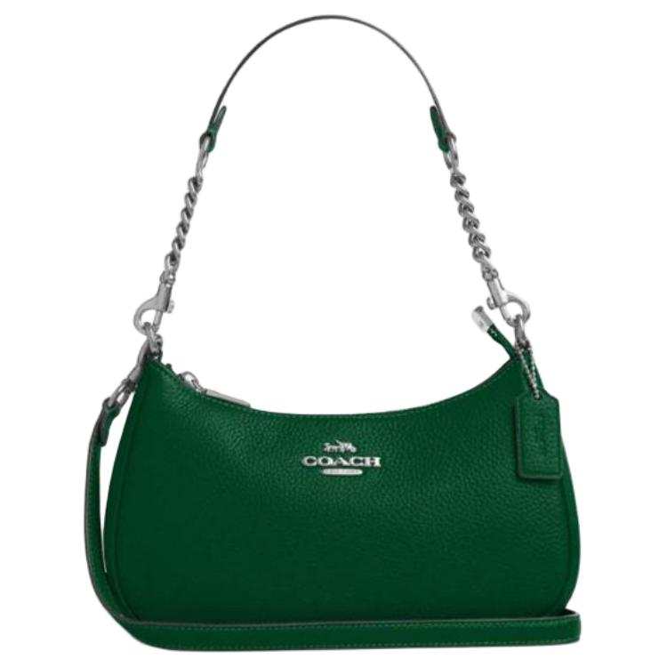 COACH COACH Teri Leather Shoulder Bag Medium Women's Green
