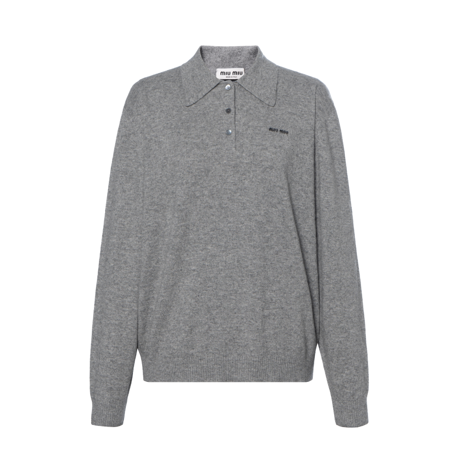 MIU MIU SS25 Cashmere Sweater Women's Dark Gray