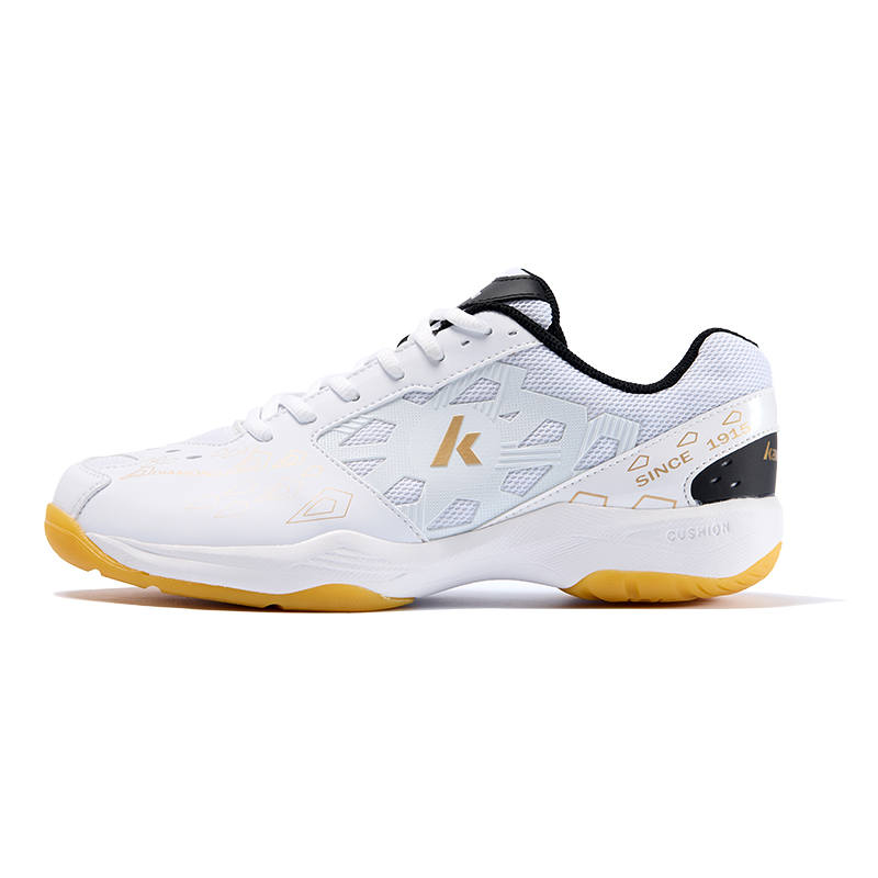 Kawasaki Cushioning Slip Resistant Breathable Low top Badminton Shoes Unisex White Gold