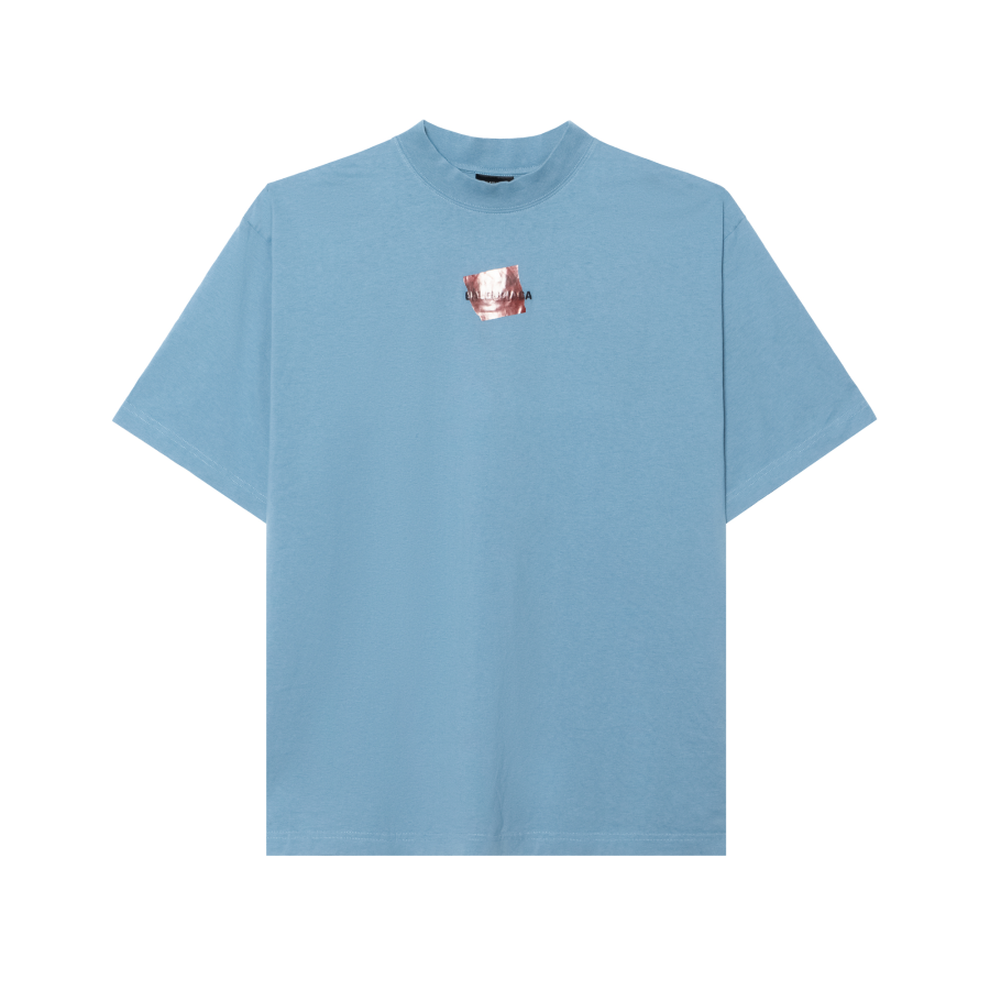 Balenciaga T Shirt Regular Fit Men's Blue Gray
