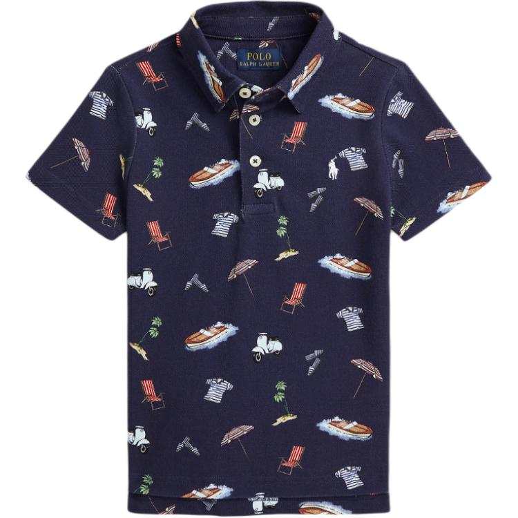 Polo Ralph Lauren Polo Shirt Green Purple Fashion Style Print Kids'