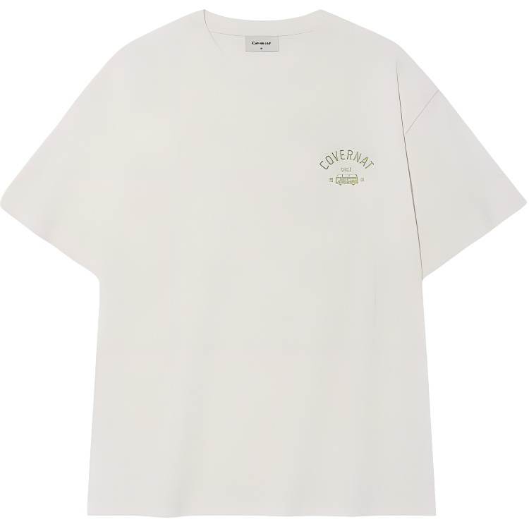 COVERNAT T Shirts Unisex White Crew Neck Moderate Straight Fit