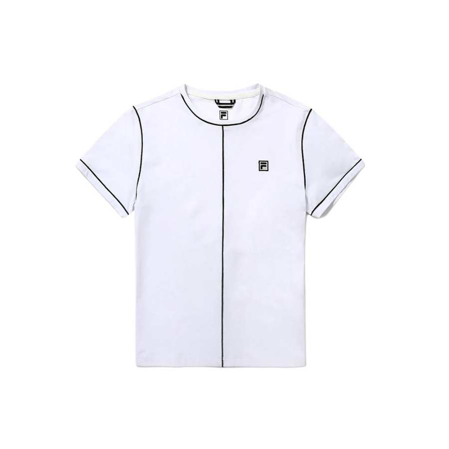 FILA T Shirts Women's White Crew Neck Moderate Straight Fit