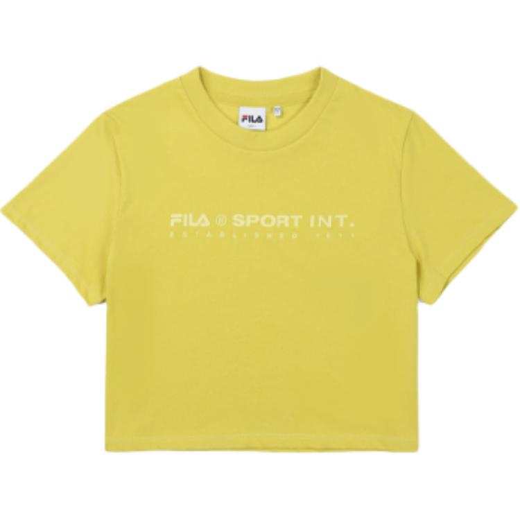 FILA Crop Tops Women's Yellow Crew Neck Moderate