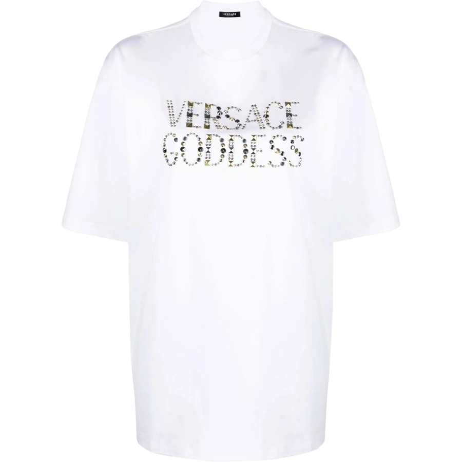 VERSACE VERSACE Logo Embellished Crewneck T Shirt
