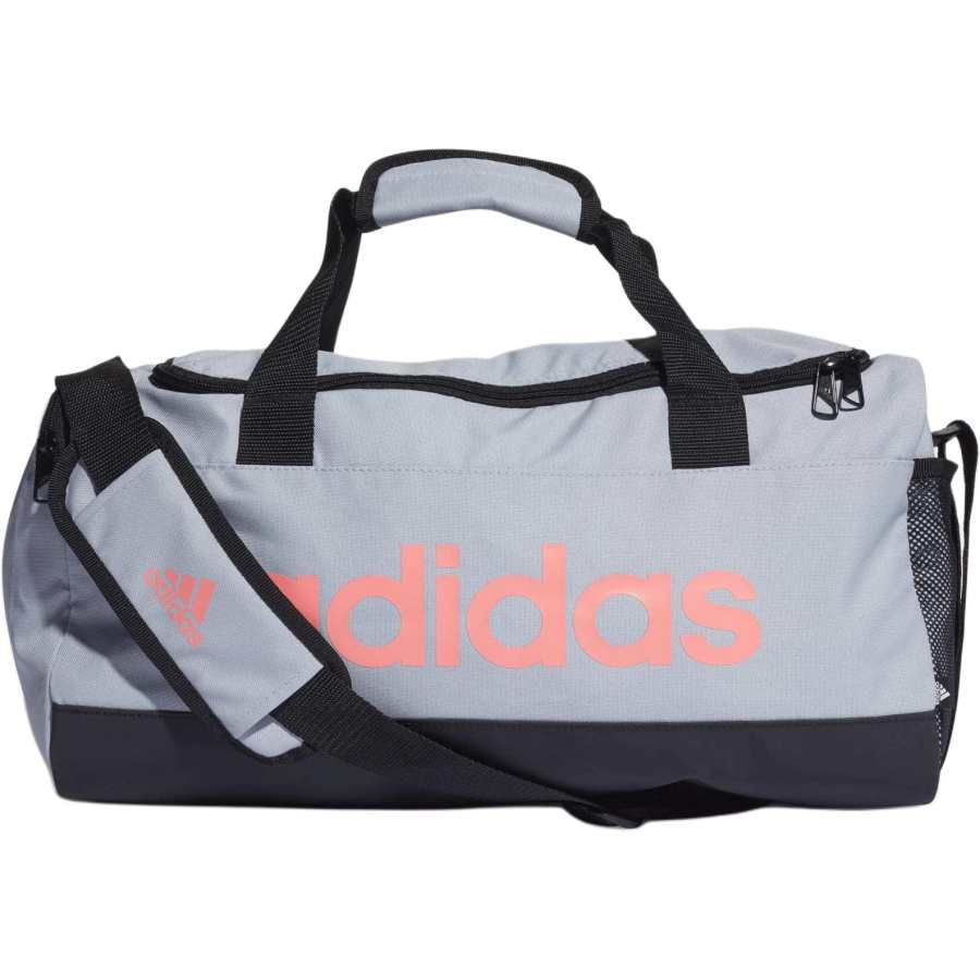 Adidas Adidas ESSENTIALS 25L Recycled Polyester Plain Weave Fabric Travel Bag Unisex Halo Silver/Acid Red/Black
