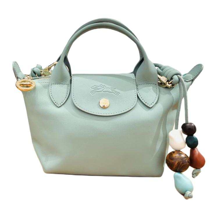 LONGCHAMP Le Pliage Xtra Cow Leather Tote Bag, Shopping Bag, Shoulder Bag, Handbag Mini Women's Celadon