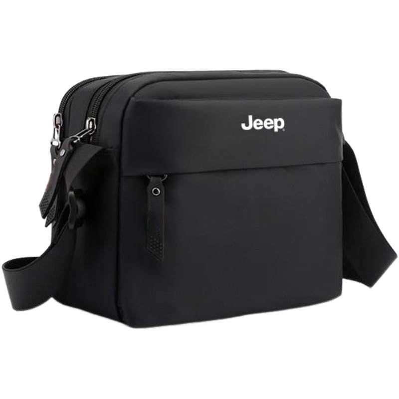 Jeep Oxford Messenger Bag, Shoulder Bag, Crossbody Bag Men's Black