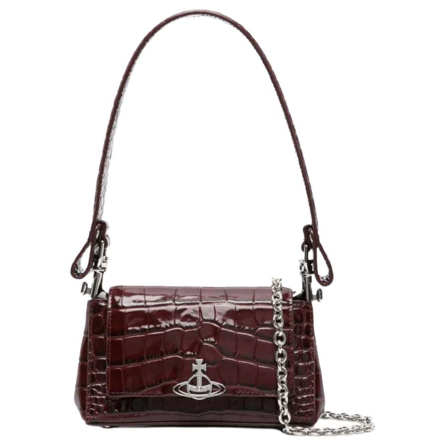 Vivienne Westwood HAZEL Leather Shoulder Bag, Crossbody Bag, Handbag Small Women's Burgundy