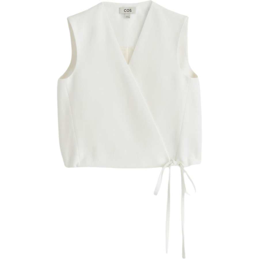 COS Vests Women's White V Neck Moderate Business Suit