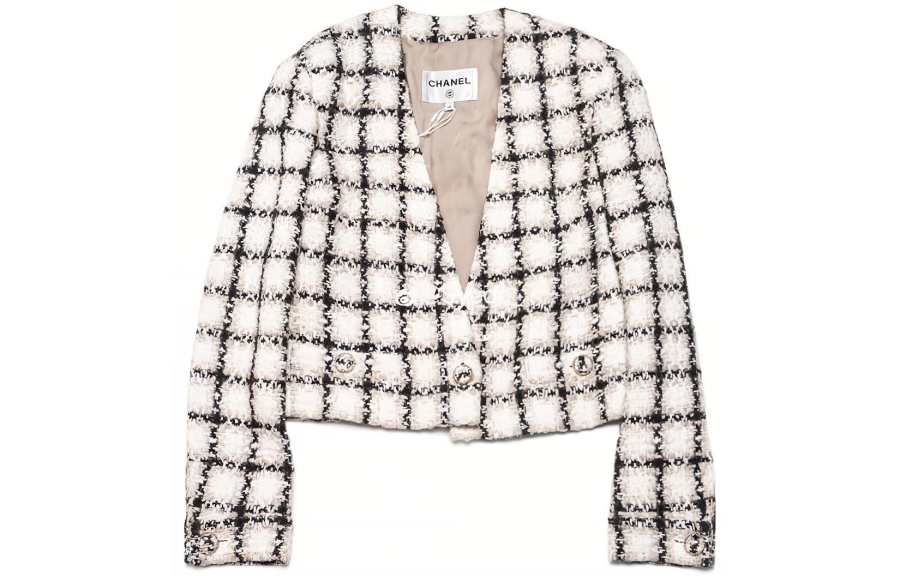 CHANEL Jackets Women's White V Neck Moderate