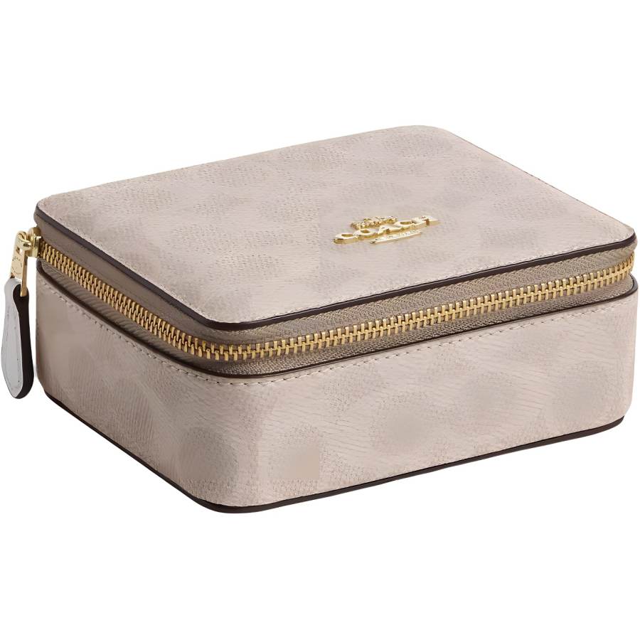 COACH Canvas Travel Storage Bag Women's Sandy Beige