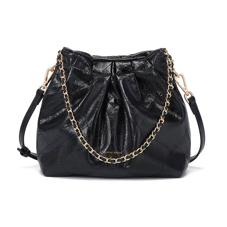 CinvaiKrose Pu Shoulder Bag, Crossbody Bag Medium Women's Ecru/Black