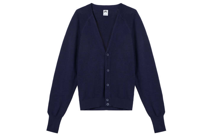 Nike Nike Knitwear Unisex Ink Blue V Neck Moderate Cardigan