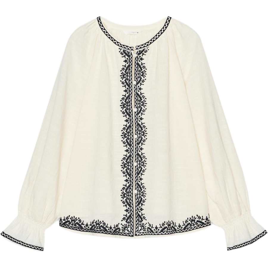 ZARA Shirts Women's White Crew Neck Moderate