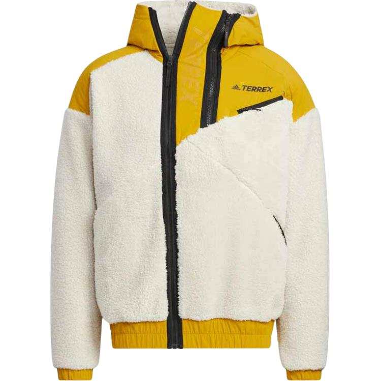 Adidas Adidas Terrex Fleece Lined Hooded Thermal Comfortable Fashion Jacket Unisex White/Yellow