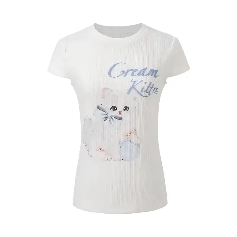CHARM GLOW T Shirts Women's Crew Neck Moderate Nipped In Waist