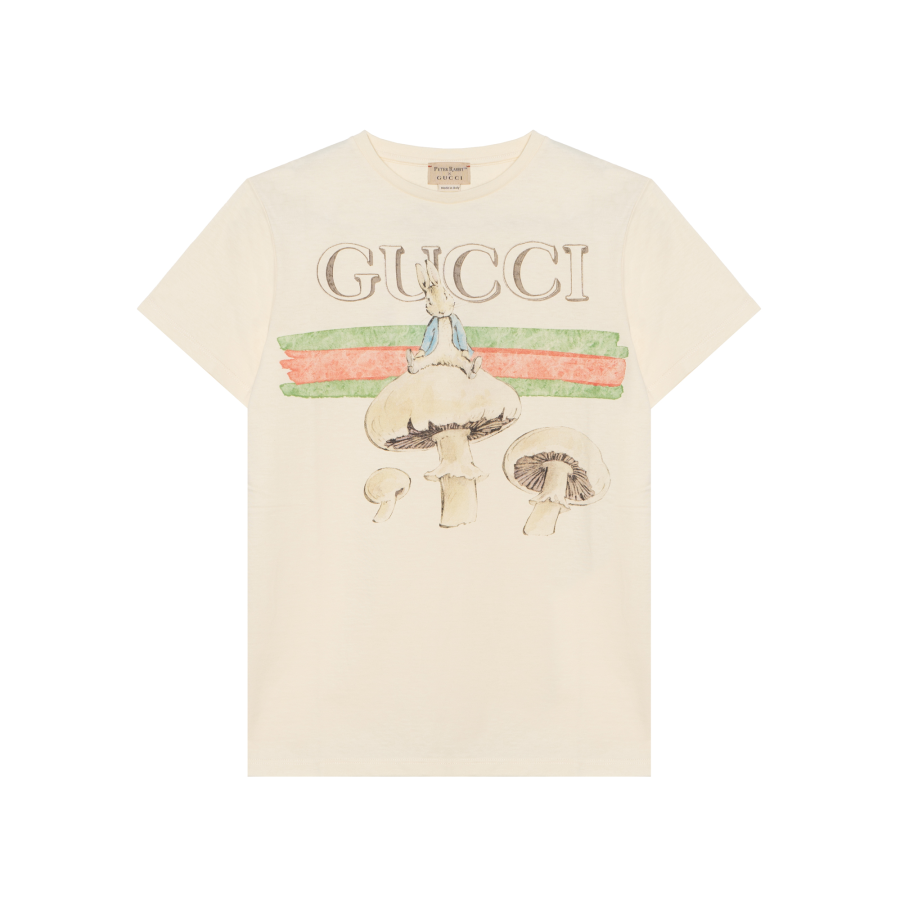 GUCCI T Shirt Peter Rabbit Collaboration Ecru Kids'