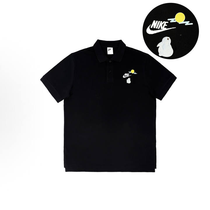 Nike Nike Polo Shirts Unisex Black Polo Collar Moderate Straight Fit