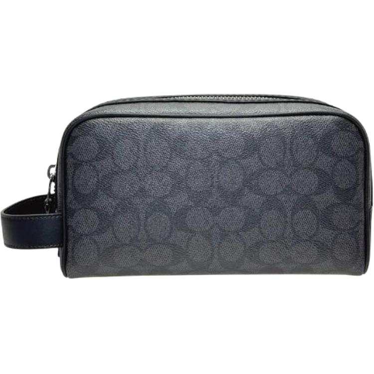 COACH Coated Canvas With Calfskin Travel Storage Bag Trumpets Men's Black