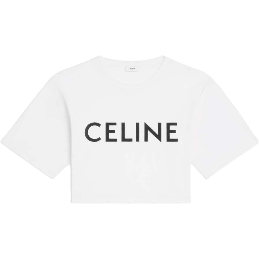 CELINE CELINE Cotton Jersey Cropped Ecru/Black