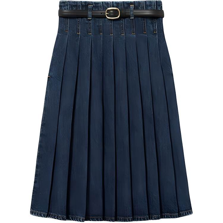 Self-portrait Self portrait Pleated Denim Midi Skirt