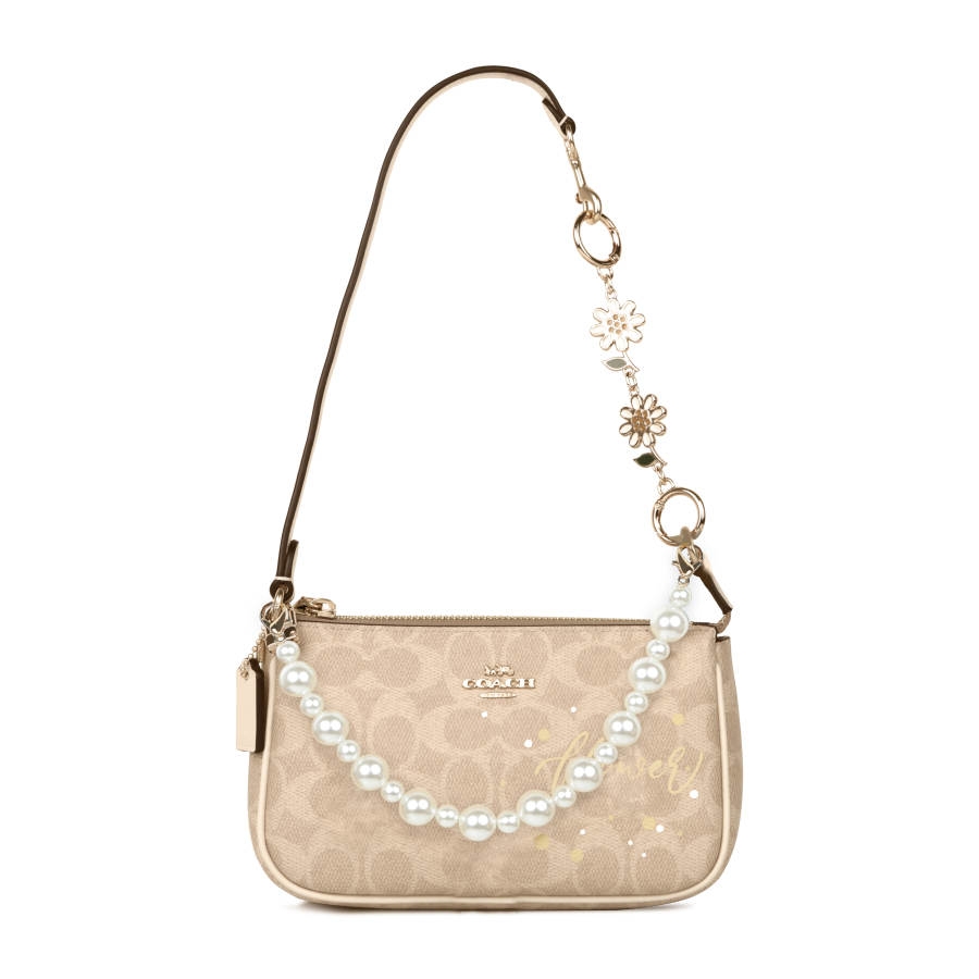 COACH Nolita Artificial Leather One Shoulder Handbag Small Women's Sand & Chalk White