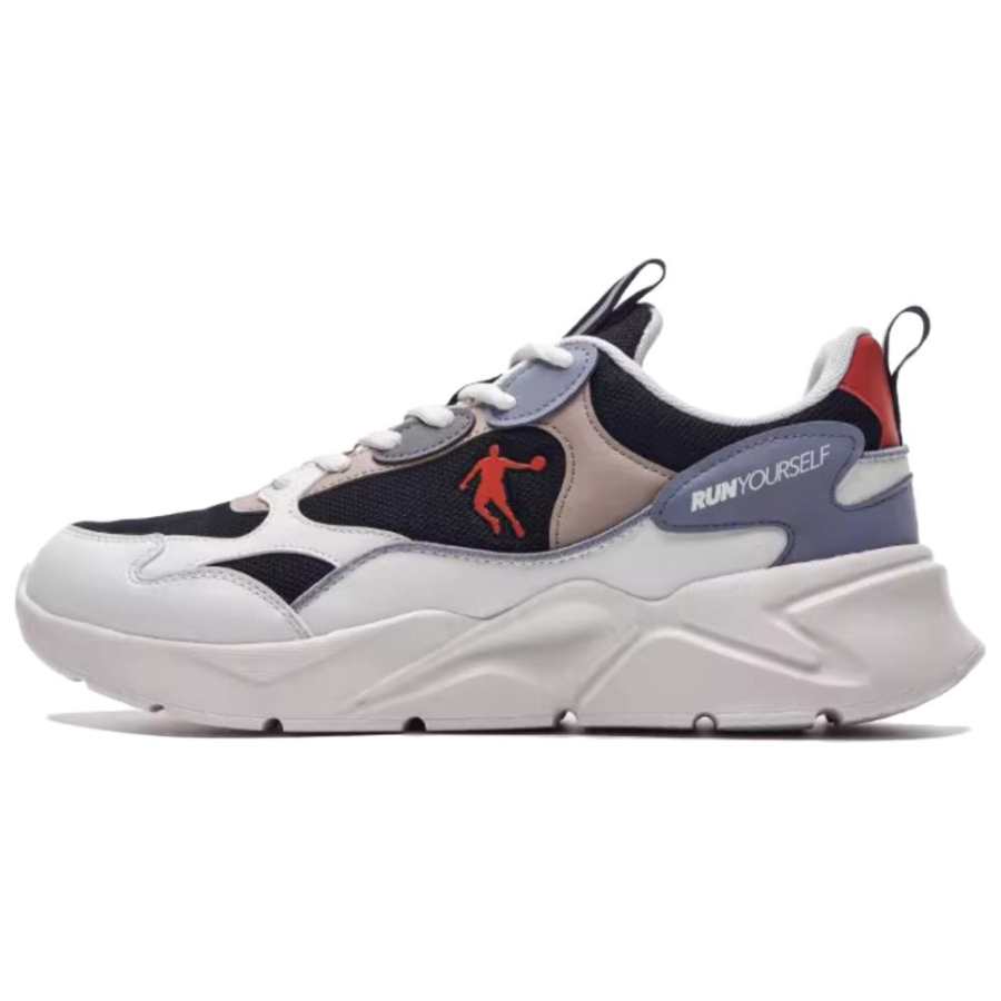 QIAODAN Textile, Synthetic Leather Slip Resistant And Breathable Low top Casual Running Shoes Men's Black Blue