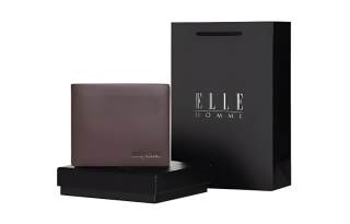 ELLE HOMME Top Grain Cow Leather Card Holder, Horizontal Body Bag, Wallet Regular Men's Solid Color