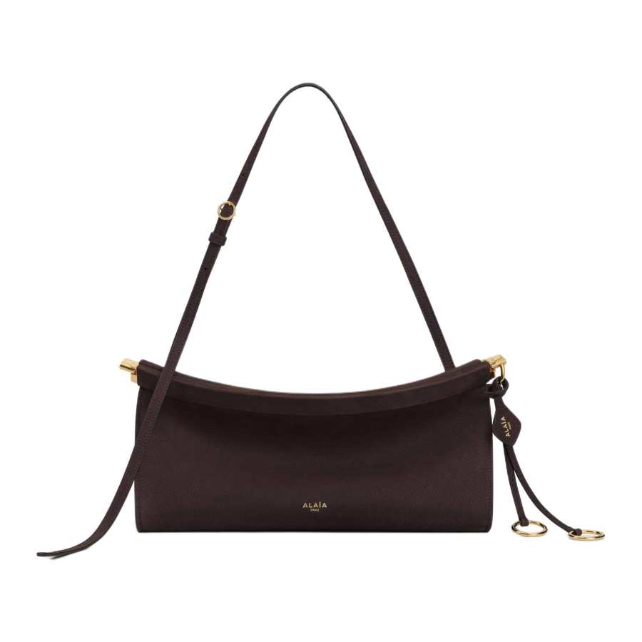 Alaia Calfskin Shoulder Bag Medium Women's Dark Brown