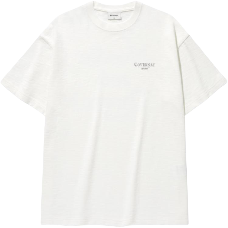 COVERNAT T Shirts Unisex White Crew Neck Moderate Straight Fit