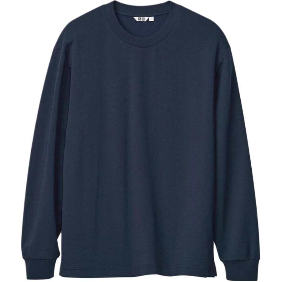 UNIQLO T Shirts Unisex Dark Blue Crew Neck Moderate