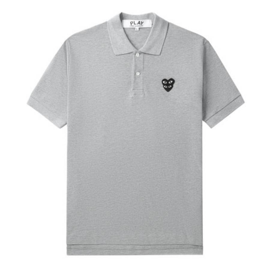 CDG Play Polo Shirts Unisex Gray Polo Collar Moderate Other