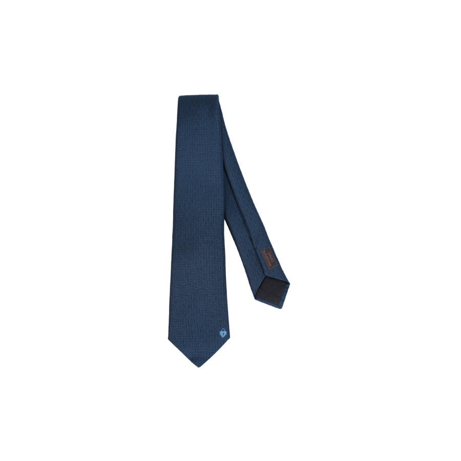 HERMES HERMES The Key To Happiness Silk Ties Men's Dark Blue
