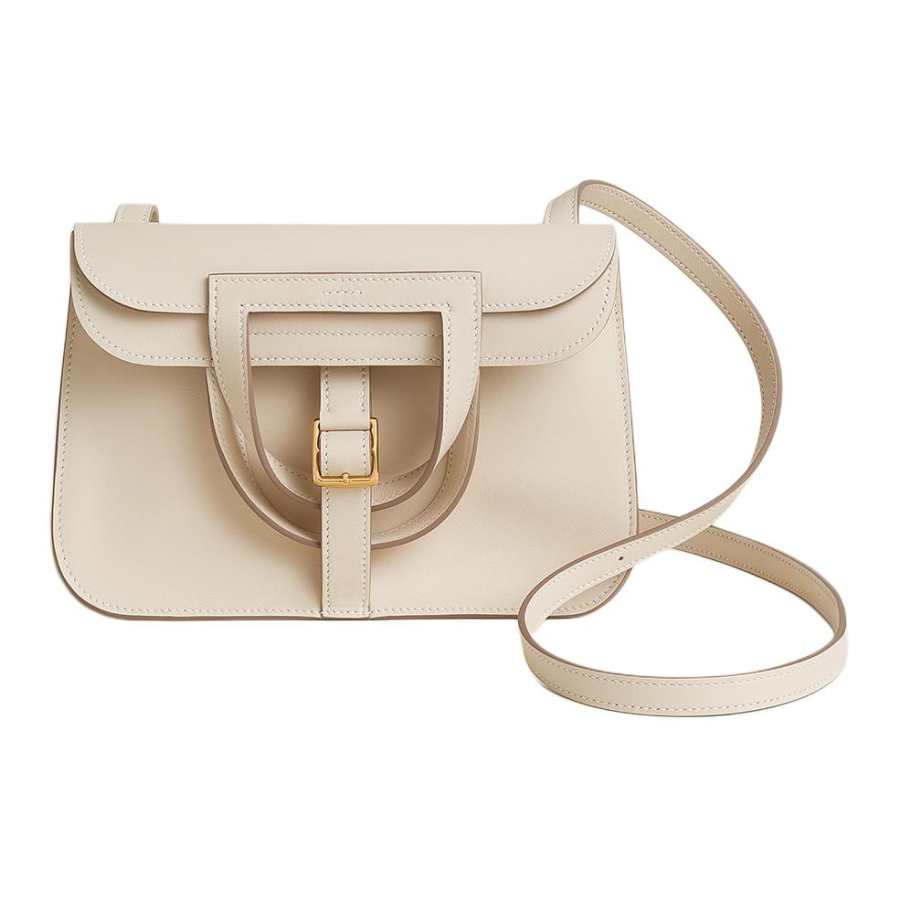 HERMES Halzan Swift Leather Handbag, Shoulder Bag Mini Women's Milkshake White