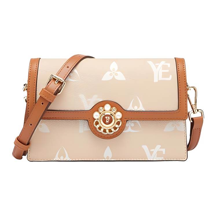 YEARCON PVC Crossbody Bag, Shoulder Bag Small Women's Apricot & Yellow Brown