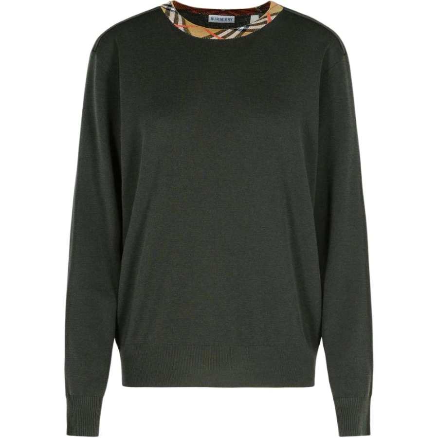 Burberry Checked Neck Knitted Jumper