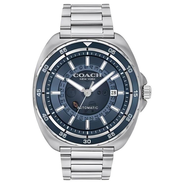 COACH Wrist Watches Automatic Mechanical Movement Stainless Steel Strap 44mm Blue Dial Men's Watches